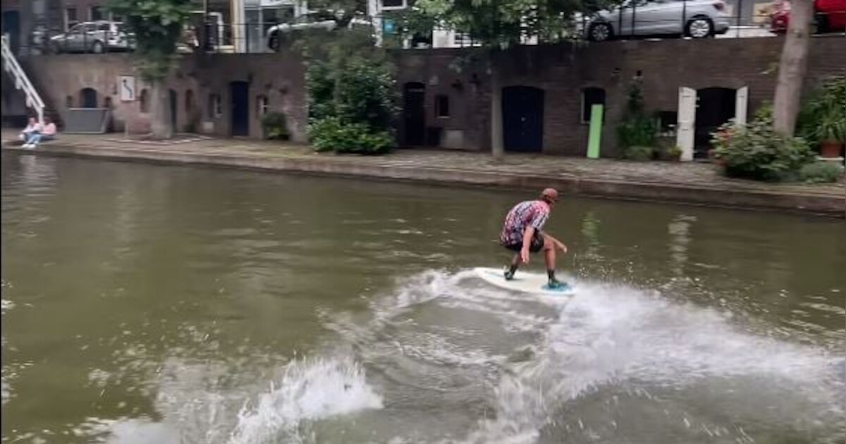 Video: 4 x Europees kampioen Adrien Raza skimboardt over de Utrechtse ...