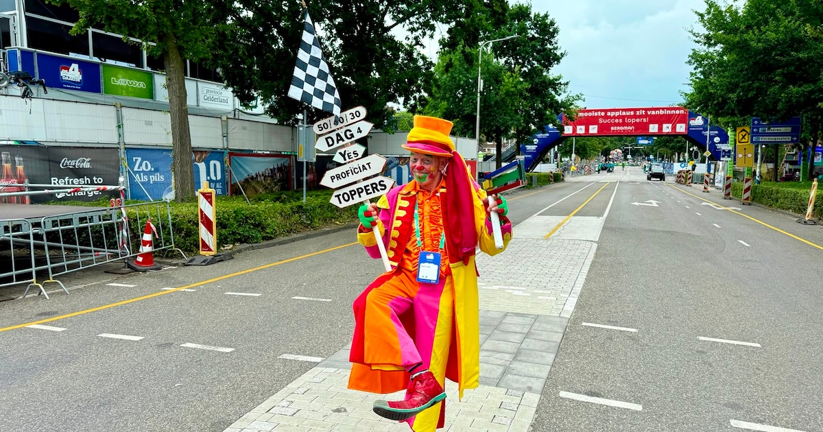 Kleurrijke Vierdaagse-held Hein begroet elke nacht de eerste lopers