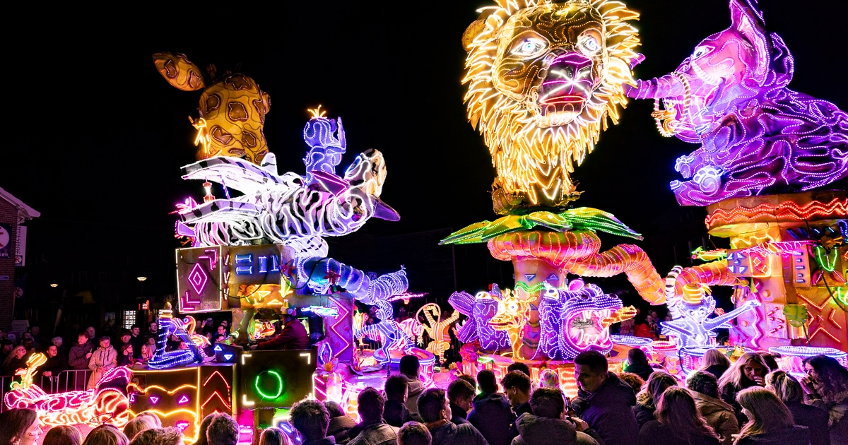 Het licht gaat uit, de magie aan: deze verlichte carnavalsoptocht moet je met eigen ogen zien